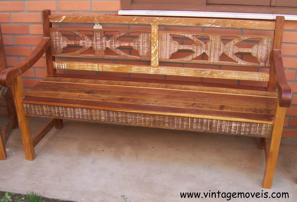 Banco de Jardim 03 Lugares em Madeira de Demolição (1,60L x 0,63P x 0,91A)