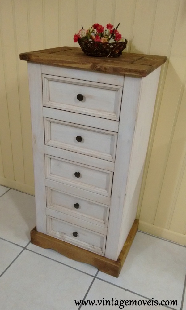 Schiffonier Pequeno 05 Gavetas Provençal c. Cêra (0,53L x 0,38P x 1,04A)