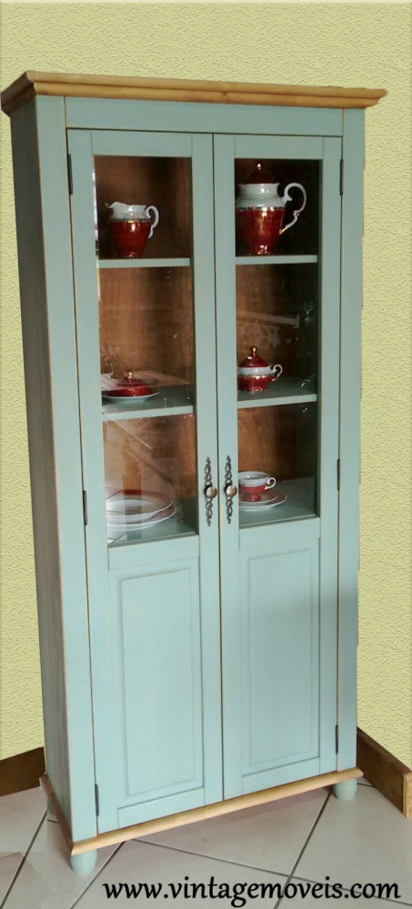 Cristaleira Olívia Verde Antigo c. Cêra (0,86L x 0,38P x 1,83A)