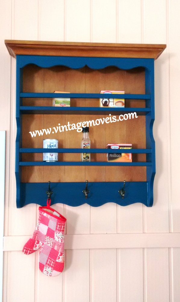 Porta Condimentos Azul Bic Laqueado c. Castanho (0,70L x 0,15P x 0,70A)